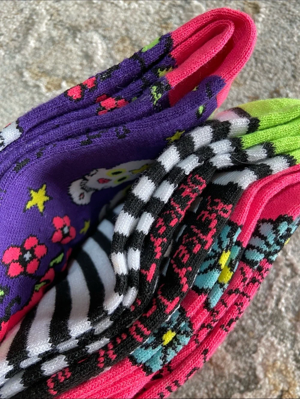 Betsey Johnson 3 Pairs Sugar Skull Crew Socks